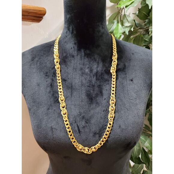 Women's Gold Plated Chain Link Greek Long Fashion Necklace - Picture 9 of 11